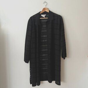 Exclusively Misook Black Knit Long Duster Cardigan Sweater Women's Size XL